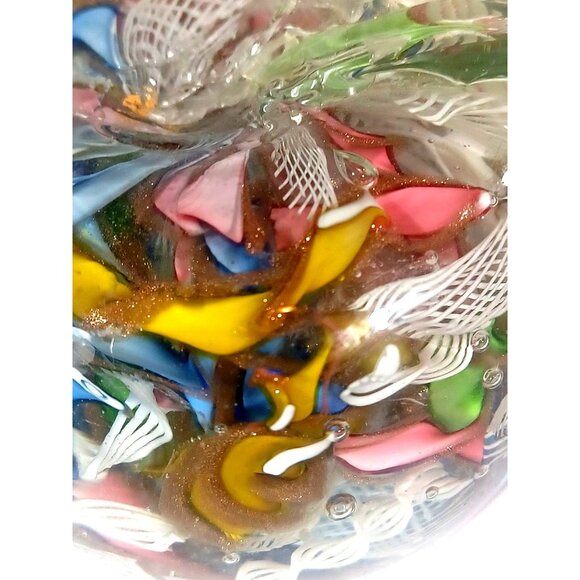 Murano Tutti Frutti Aventurine Zanfirico Dichroic Art Glass Apple Paperweight Sc - Picture 5 of 13